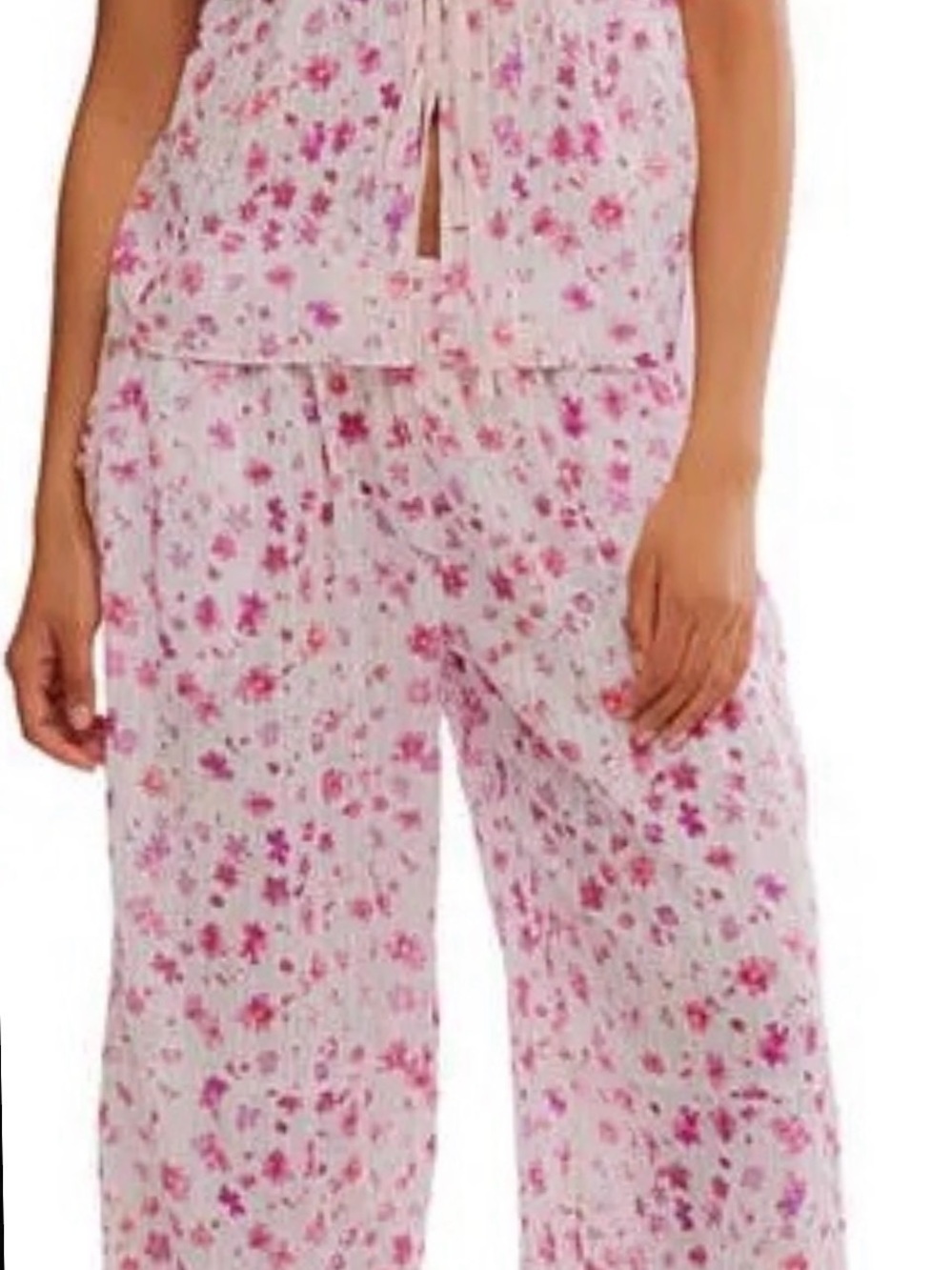 FREE PEOPLE Talk Tonight Set / Berry Combo 100 cotton, romantic loungewear - Picture 4 of 4